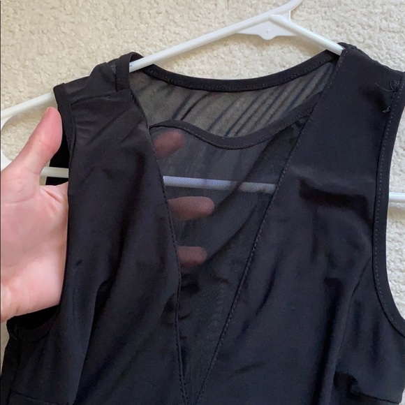 Black tank top mesh tight bodycon midi dress fancy - Picture 2 of 5